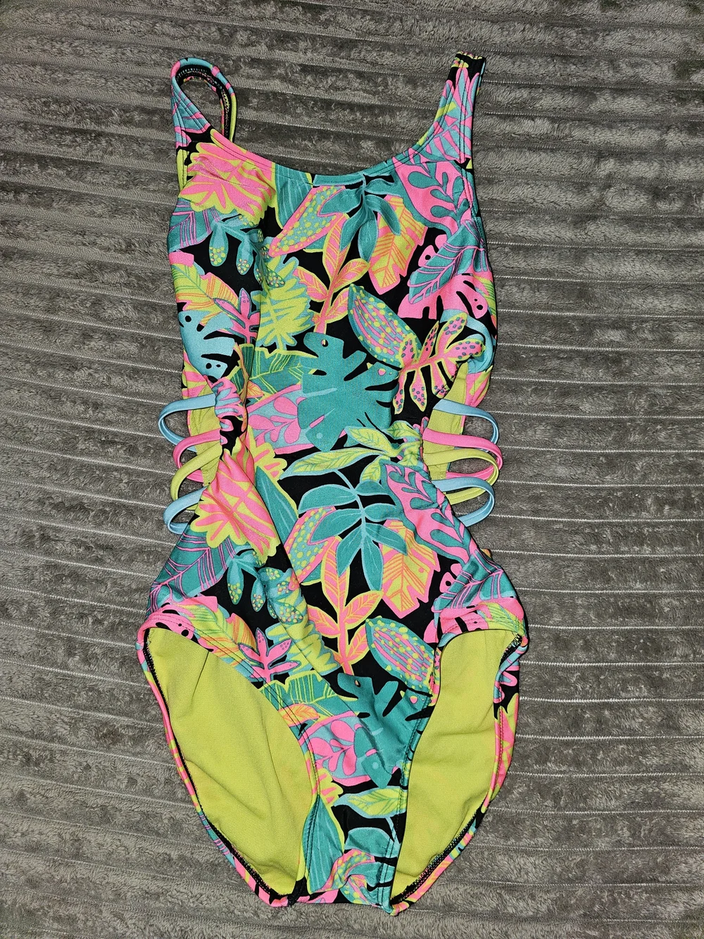 Neon Tropical Cutout One-Piece Swimsuit - SM2